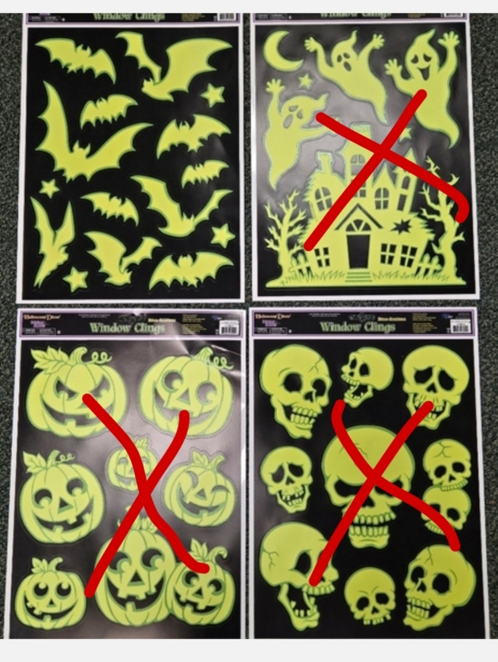 Glow in Dark Halloween BAT ONLY Window Clings 6 sheets